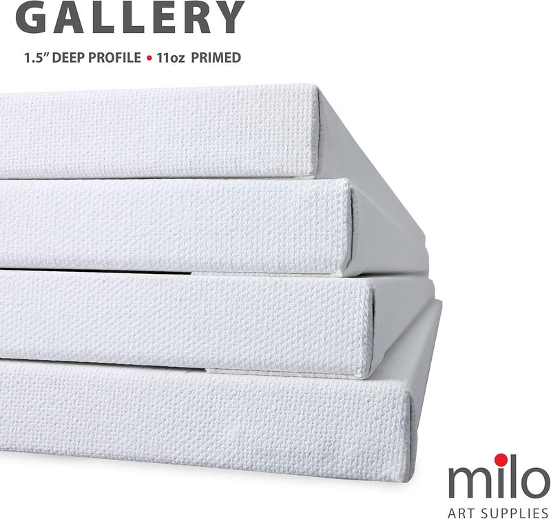Milo قماش فني مشدود | 18x24 بوصة | 4 عبوات | بروفايل معرض بسماكة 1.5 بوصة | قماش كبير مهيأ للطلاء بوزن 11 أونصة، مستلزمات فنية جاهزة للطلاء بالأكريليك والزيت - Image 3